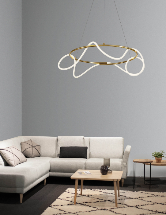 Lustra dimabila rotunda Flex 70 cm tub LED flexibil, suport metalic auriu, 9548104 - Novaluce [4]