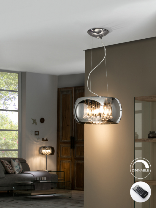 Lustra dimabila tip pendul lux crom Paloma Ø 40 cm, din sticla, inaltime reglabila, 508718D - Schuller [2]