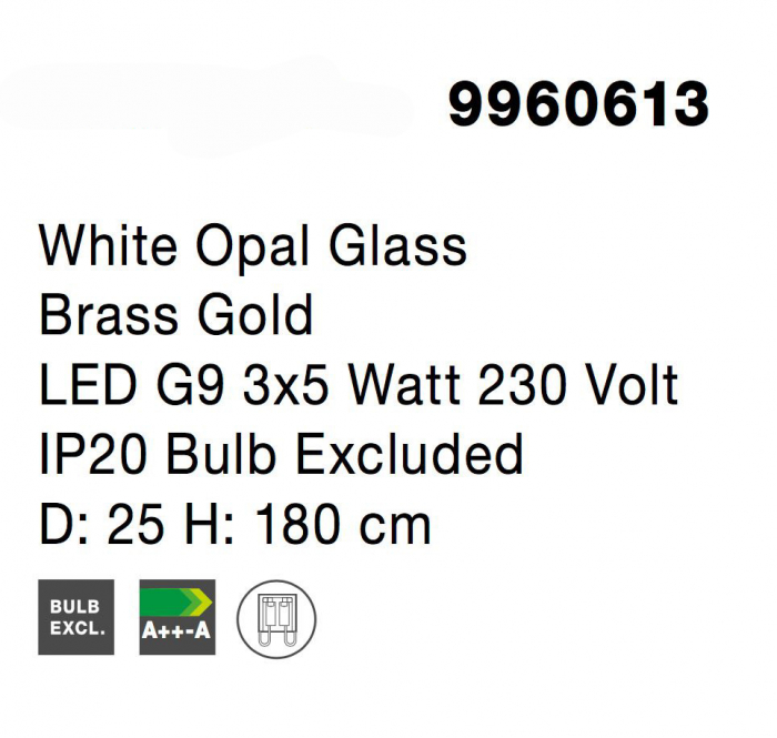 Lustra eleganta 3 pendule glob albe sticla opal cu auriu Ganiza, inaltime reglabila, 9960613 - Novaluce [6]