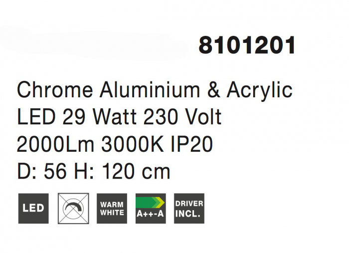 Lustra eleganta alba/crom Jorun Ø56 cm, iluminare LED, forma rotunda, 8101201 - Novaluce [6]