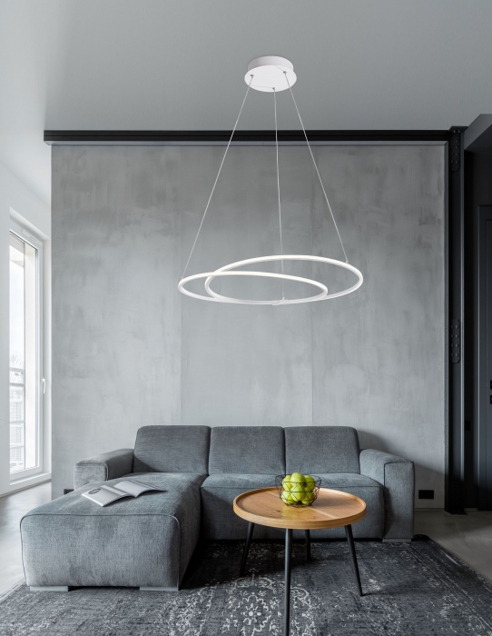 Lustra eleganta alba/crom Jorun Ø56 cm, iluminare LED, forma rotunda, 8101201 - Novaluce [9]