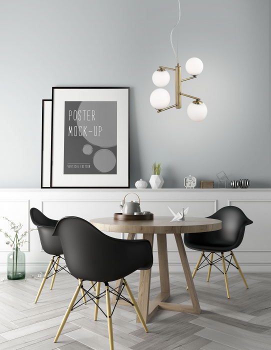 Lustra eleganta aurie Pallav 4xG9, metal/globuri albe sticla, design lux, 1700306002 - Novaluce [2]