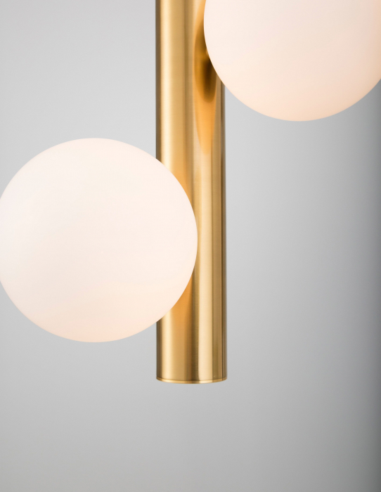 Lustra eleganta aurie Pallav Alto 3xG9, metal/globuri albe sticla, design lux, 9724581 - Novaluce [5]