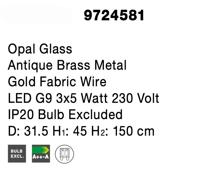 Lustra eleganta aurie Pallav Alto 3xG9, metal/globuri albe sticla, design lux, 9724581 - Novaluce [8]