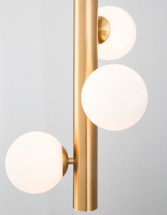 Lustra eleganta aurie Pallav Alto 3xG9, metal/globuri albe sticla, design lux, 9724581 - Novaluce [6]