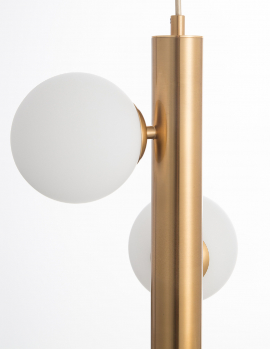 Lustra eleganta aurie Pallav Alto 3xG9, metal/globuri albe sticla, design lux, 9724581 - Novaluce [4]