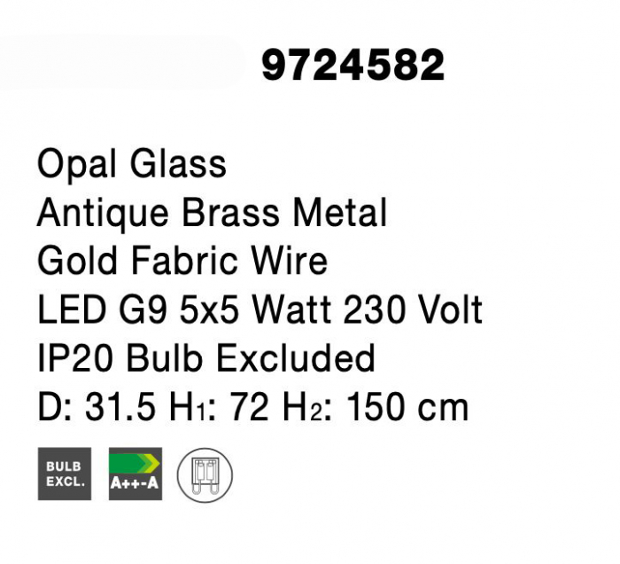 Lustra eleganta aurie Pallav Alto 5xG9, metal/globuri albe sticla, design lux, 9724582 - Novaluce [10]