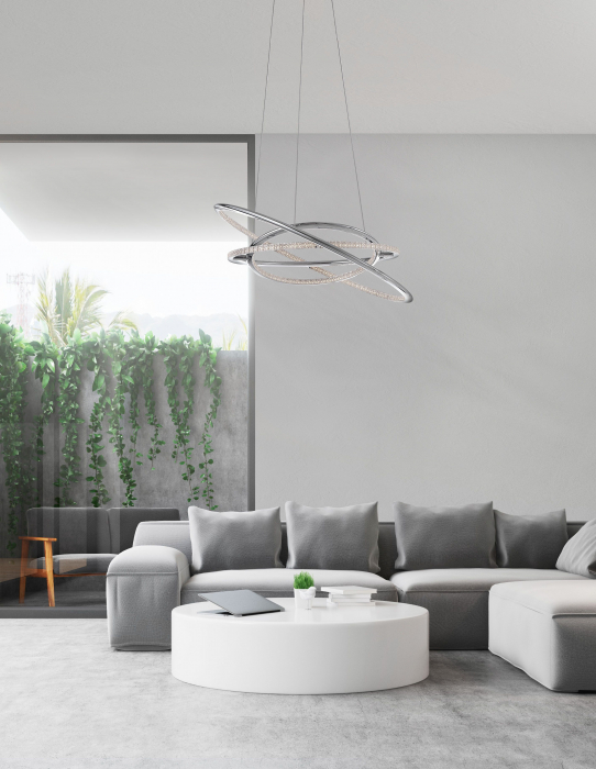 Lustra eleganta crom cu cristale Abiram Ø60 cm, trei piese tip inel LED ajustabile, 8107401 - Novaluce [4]