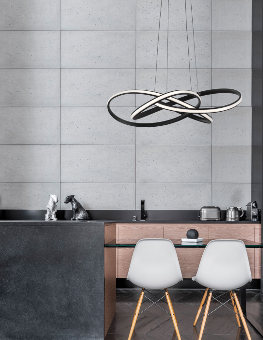 Lustra eleganta LED forma bucla Mebo 58 cm alba/neagra, design modern, 9007801 - Novaluce [6]