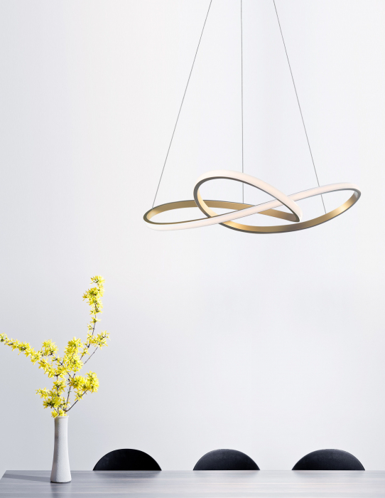 Lustra eleganta premium Loop aurie/alba Ø72 cm, forma bucla design modern, 1701101002 - Novaluce [3]