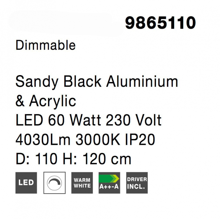 Lustra eleganta rotunda neagra cu cristale Draha Ø40/60/80/110 cm, LED dimabil, 9865110 - Novaluce [6]