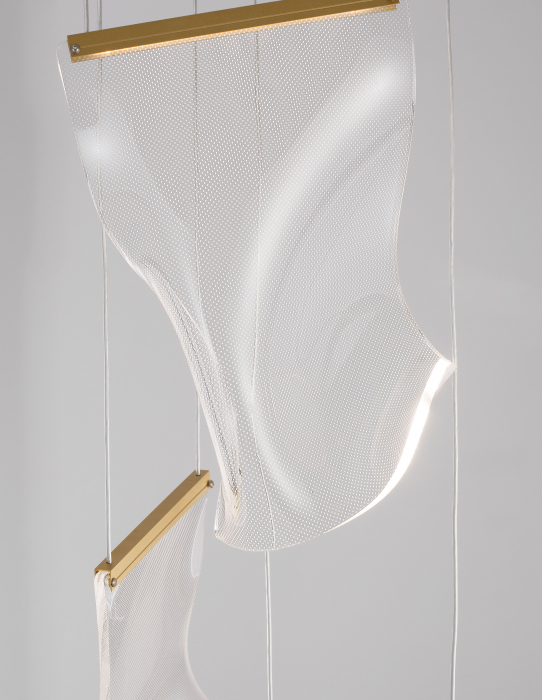 Lustra eleganta Wavy aurie cu 3 pendule ondulate acril transparent, LED 16W, 9054441 - Novaluce [2]