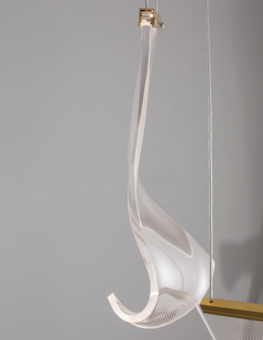 Lustra eleganta Wavy aurie cu 3 pendule ondulate acril transparent, LED 16W, 9054441 - Novaluce [3]