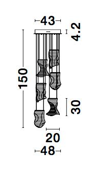 Lustra eleganta Wavy aurie cu 6 pendule ondulate acril transparent, LED 39W, 9054442 - Novaluce [7]