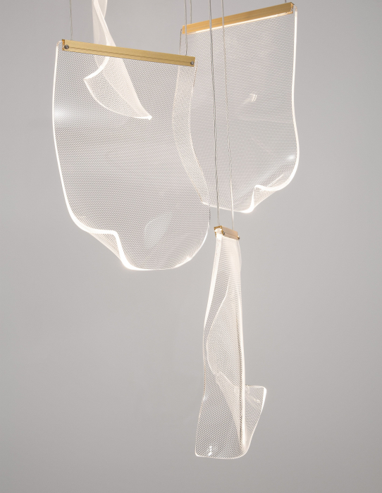 Lustra eleganta Wavy aurie cu 6 pendule ondulate acril transparent, LED 39W, 9054442 - Novaluce [2]