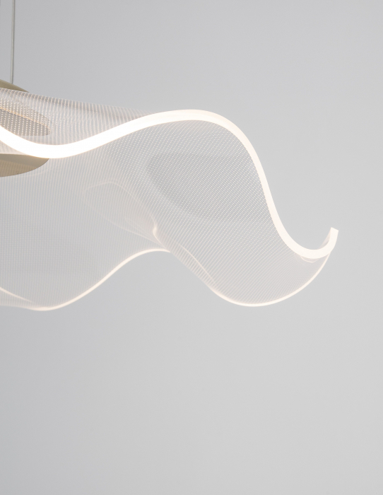 Lustra eleganta Wavy aurie cu abajur ondulat transparent, LED 30W, 9054501 - Novaluce [4]