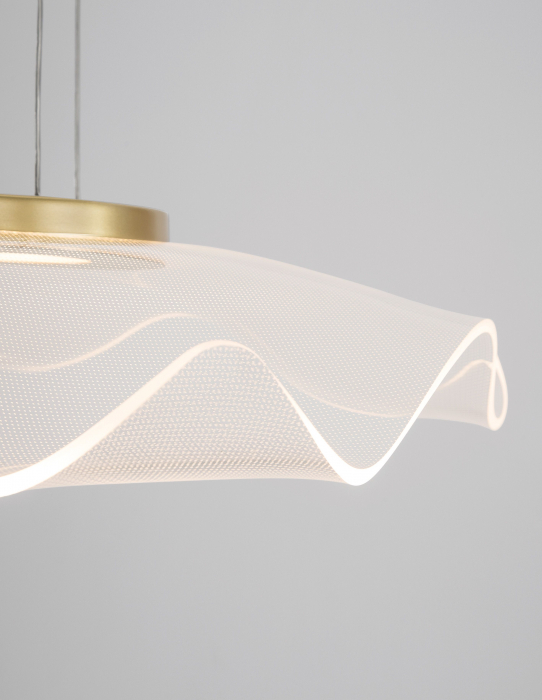 Lustra eleganta Wavy aurie cu abajur ondulat transparent, LED 30W, 9054501 - Novaluce [3]