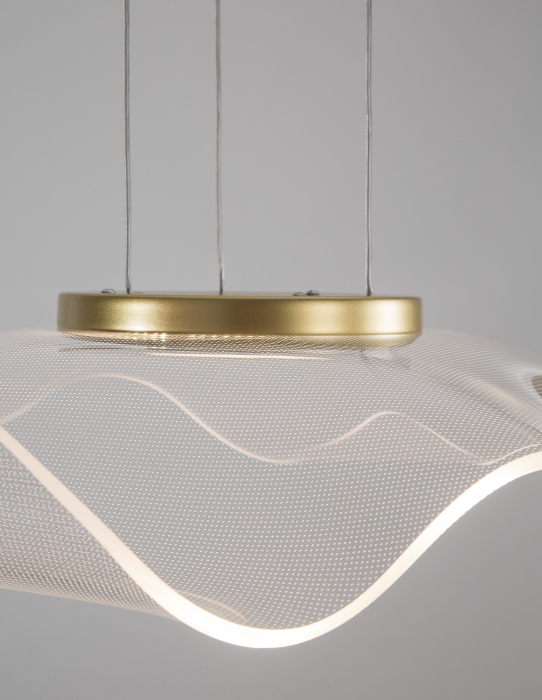 Lustra eleganta Wavy aurie cu abajur ondulat transparent, LED 30W, 9054501 - Novaluce [5]