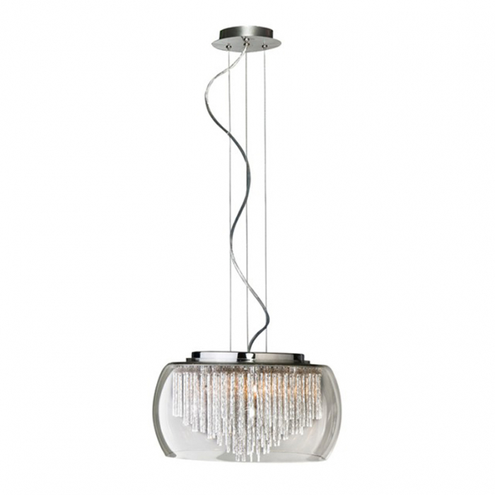 Lustra extravaganta Kass Ø 40/Ø 50, abajur sticla transparenta, detalii bare aluminiu spirala, 8 becuri, AZ 0999 - Azzardo [2]