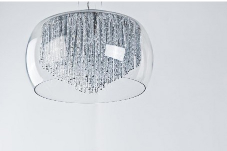 Lustra extravaganta Kass Ø 40/Ø 50, abajur sticla transparenta, detalii bare aluminiu spirala, 8 becuri, AZ 0999 - Azzardo [6]