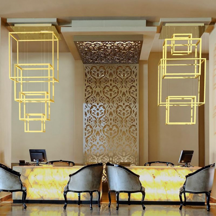 Lustra extravaganta Square neagra/aurie, iluminare LED, patrate diverse dimensiuni, AZ 3139 - Azzardo [3]