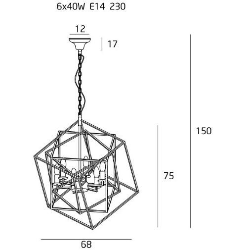 Lustra finisaj alama design geometric Kalyani din metal inaltime reglabila, P0328 - Maxlight [2]