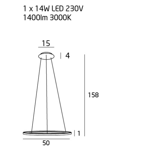Lustra finisaj cupru LED dimabil Senia Ø 50 cm metal/acril inaltime reglabila, P0243D - Maxlight [2]