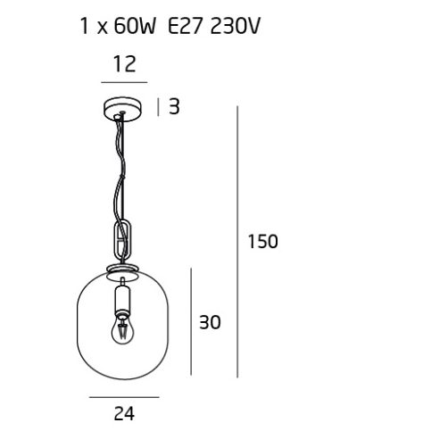 Lustra finisaj sampanie tip pendul Jeremi Ø 24 cm metal/sticla, inaltime reglabila, P0297 - Maxlight [3]