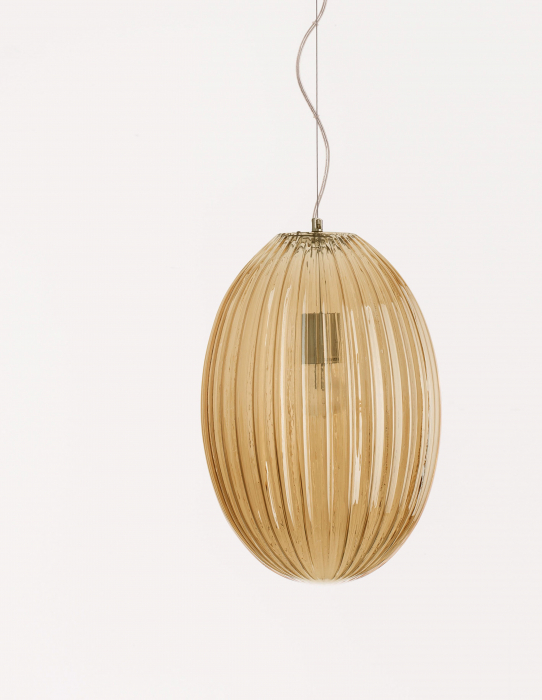 Lustra forma ou Egg 30x47 cm sticla alba/fumurie/galbena, design retro, 9190031 - Novaluce [9]