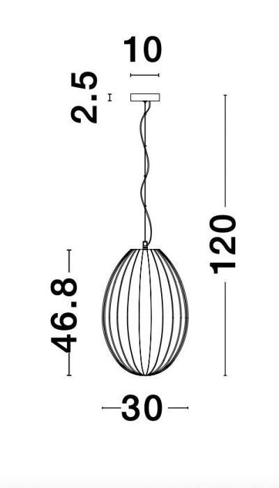 Lustra forma ou Egg 30x47 cm sticla alba/fumurie/galbena, design retro, 9190031 - Novaluce [6]