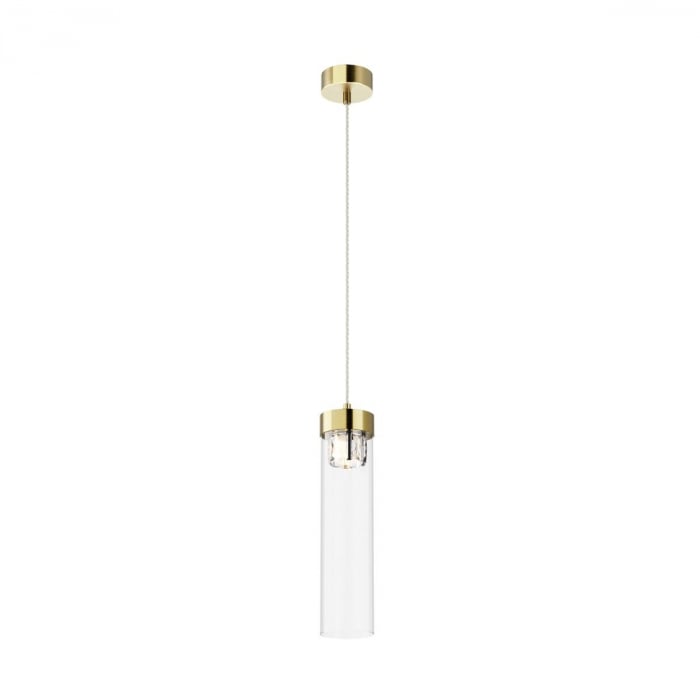 Lustra pendul cilindrica aurie alama GEM Ø11 cm cu cristal, sticla transparenta/metal, 003064-009268 - Zumaline [2]