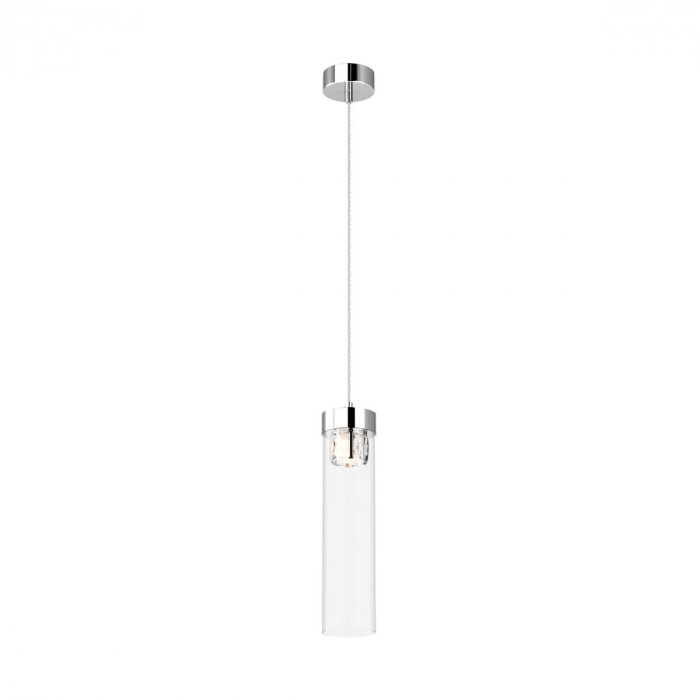 Lustra pendul cilindrica crom GEM Ø11 cm cu cristal, sticla transparenta/metal, 003064-009269 - Zumaline [2]