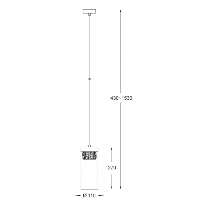 Lustra pendul cilindrica crom GEM Ø11 cm cu cristal, sticla transparenta/metal, 003064-009269 - Zumaline [3]