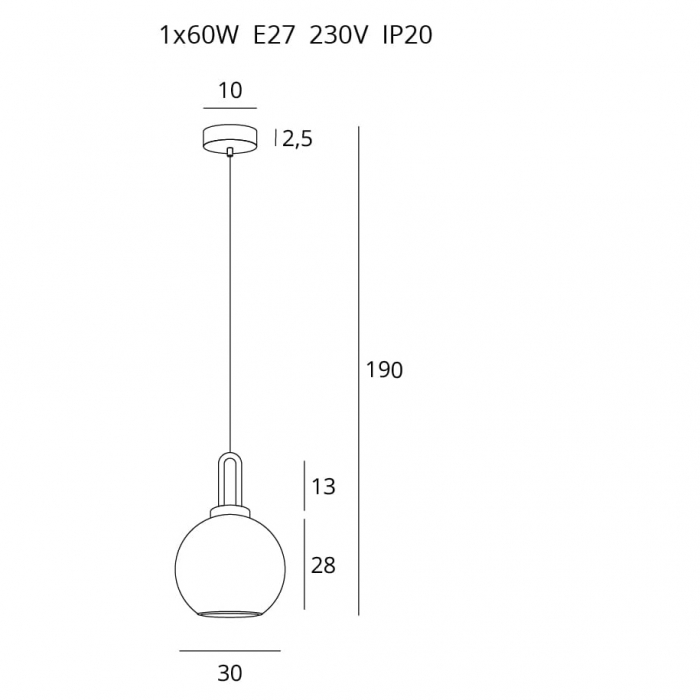 Lustra glob sticla fumurie sablata Osam Ø 30 cm baza metal auriu, inaltime reglabila, P0415 - Maxlight [3]