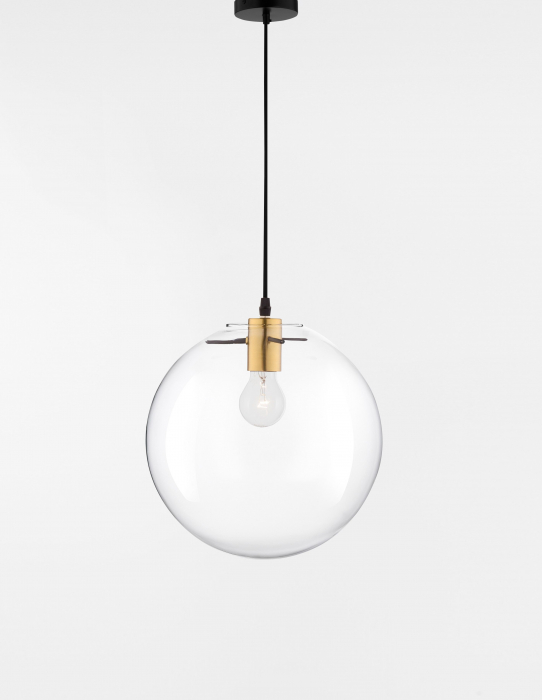 Lustra glob sticla transparent Levi Gold Ø25/30 cm, metal auriu, 1xE27, 9416925 - Novaluce [2]