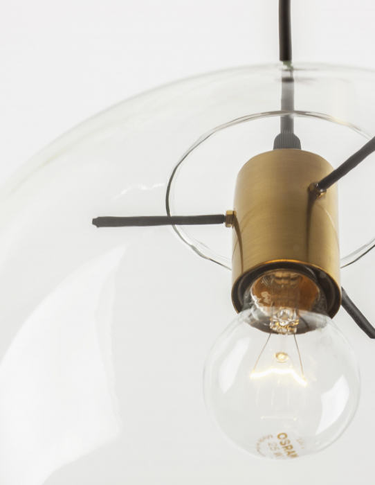 Lustra glob sticla transparent Levi Gold Ø25/30 cm, metal auriu, 1xE27, 9416925 - Novaluce [4]