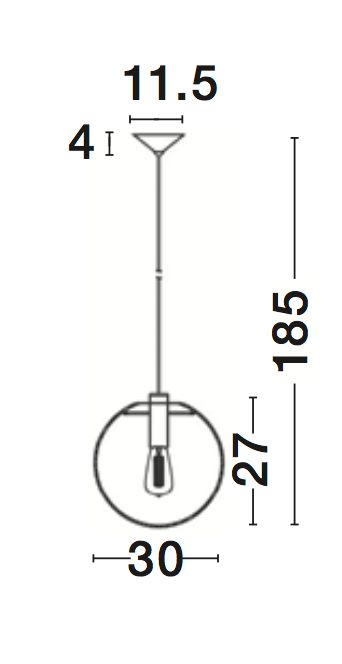 Lustra glob transparent sticla Levi Black Ø30/40/50 cm, metal negru, 1xE27, 42108001 - Novaluce [3]