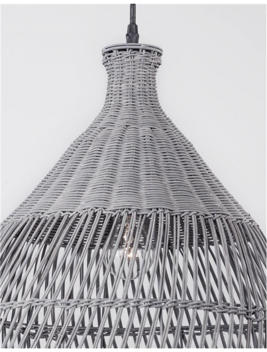 Lustra gri tip pendul premium Marga, din ratan, Ø 42 cm, inaltime reglabila, 9586702 - Novaluce [8]