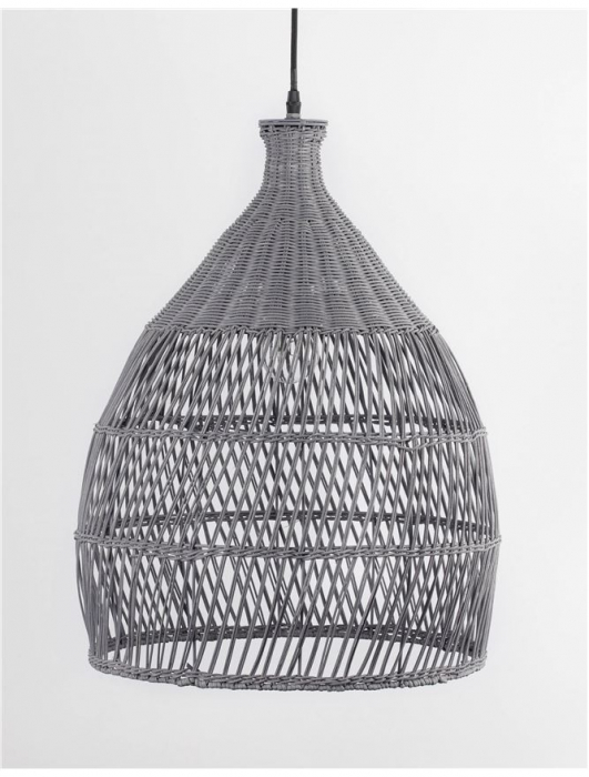 Lustra gri tip pendul premium Marga, din ratan, Ø 42 cm, inaltime reglabila, 9586702 - Novaluce [2]