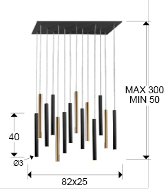 Lustra inalta LED dimabila diverse culori Kimber, 14 pendule metal, inaltime reglabila, telecomanda, 373425GD - Schuller [5]