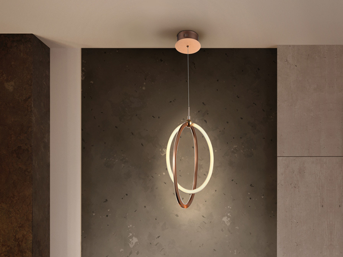 Lustra inel LED metal aur roz Diama, inaltime reglabila, 814263 - Schuller [3]
