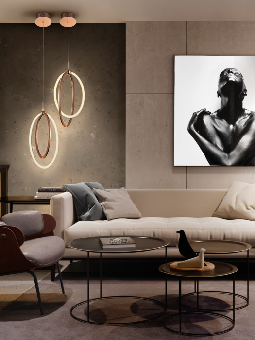 Lustra inel LED metal aur roz Diama, inaltime reglabila, 814263 - Schuller [2]