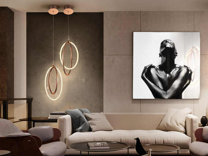 Lustra inel LED metal aur roz Diama, inaltime reglabila, 814263 - Schuller [4]