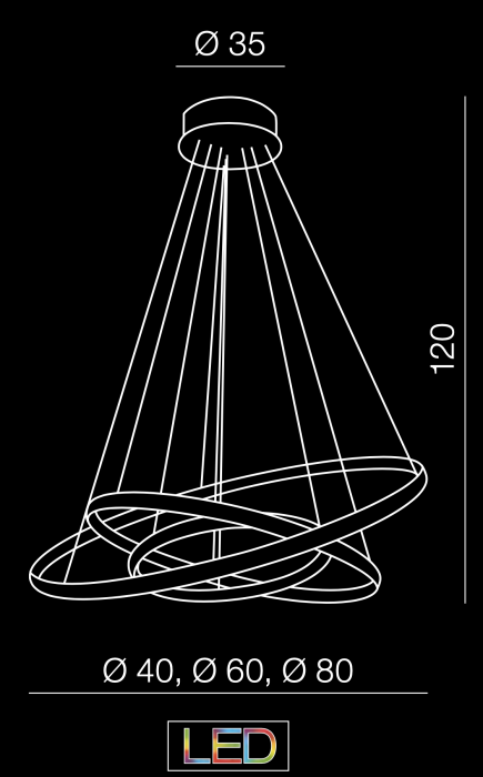 Lustra inele LED cu cristale Ayan 80x160 cm, design modern, crom, AZ 1609 - Azzardo [3]