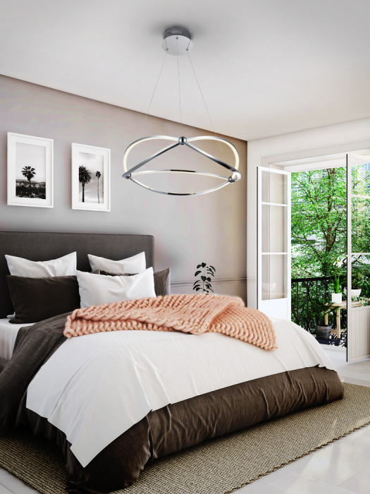 Lustra LED crom/aur roz Diama Ø 57 cm, metal, inaltime reglabila, 757232 - Schuller [7]