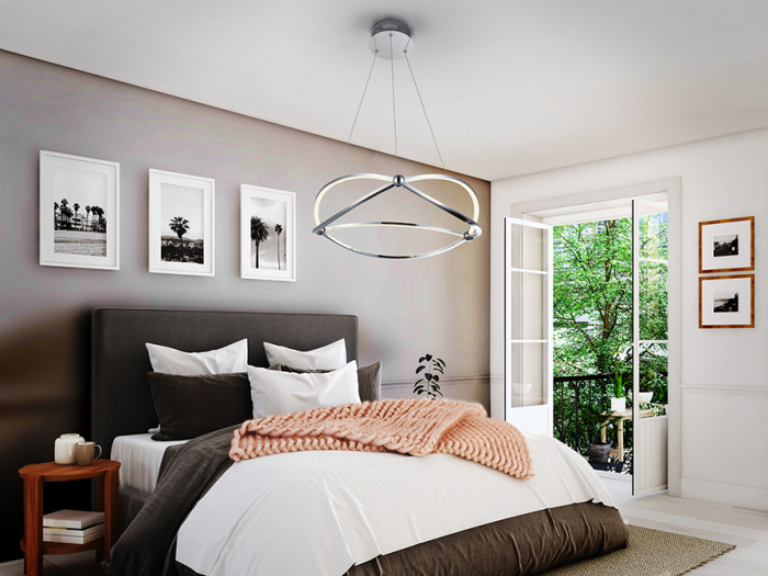 Lustra LED crom/aur roz Diama Ø 57 cm, metal, inaltime reglabila, 757232 - Schuller [8]