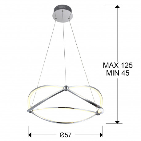 Lustra LED crom/aur roz Diama Ø 57 cm, metal, inaltime reglabila, 757232 - Schuller [6]