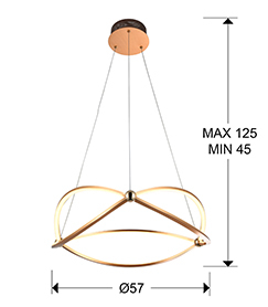 Lustra LED crom/aur roz Diama Ø 57 cm, metal, inaltime reglabila, 757232 - Schuller [4]