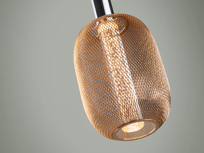 Lustra LED dimabila aurie Rikke, pendul plasa metal, cilindru interior acrilic, inaltime reglabila, 413503 - Schuller [8]