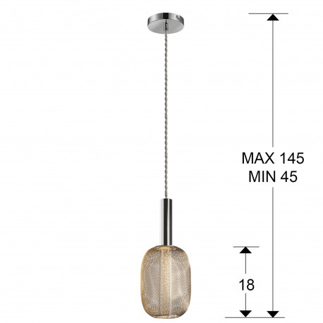 Lustra LED dimabila aurie Rikke, pendul plasa metal, cilindru interior acrilic, inaltime reglabila, 413503 - Schuller [2]